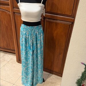 ROXY floral blue pants